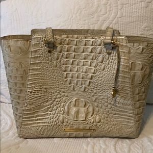 Brahmin Croc-embossed White Leather Tote